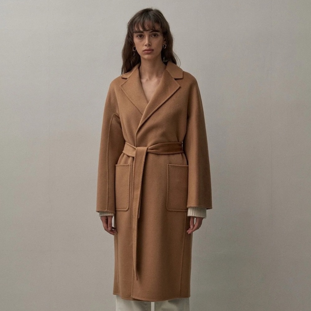 The Curated Classic Coat in Camel Size Medium.